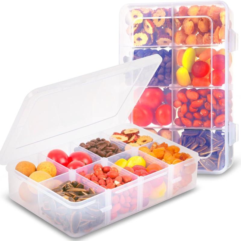 Food Storage With Compartments - 8 Grid Snackle Box Container Capacity