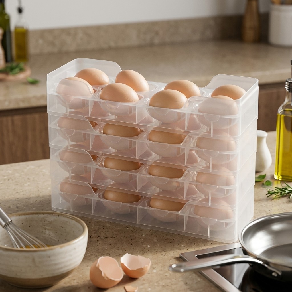 Food Storage Quart - Stackable Egg Holder Fridge Organizer Clear