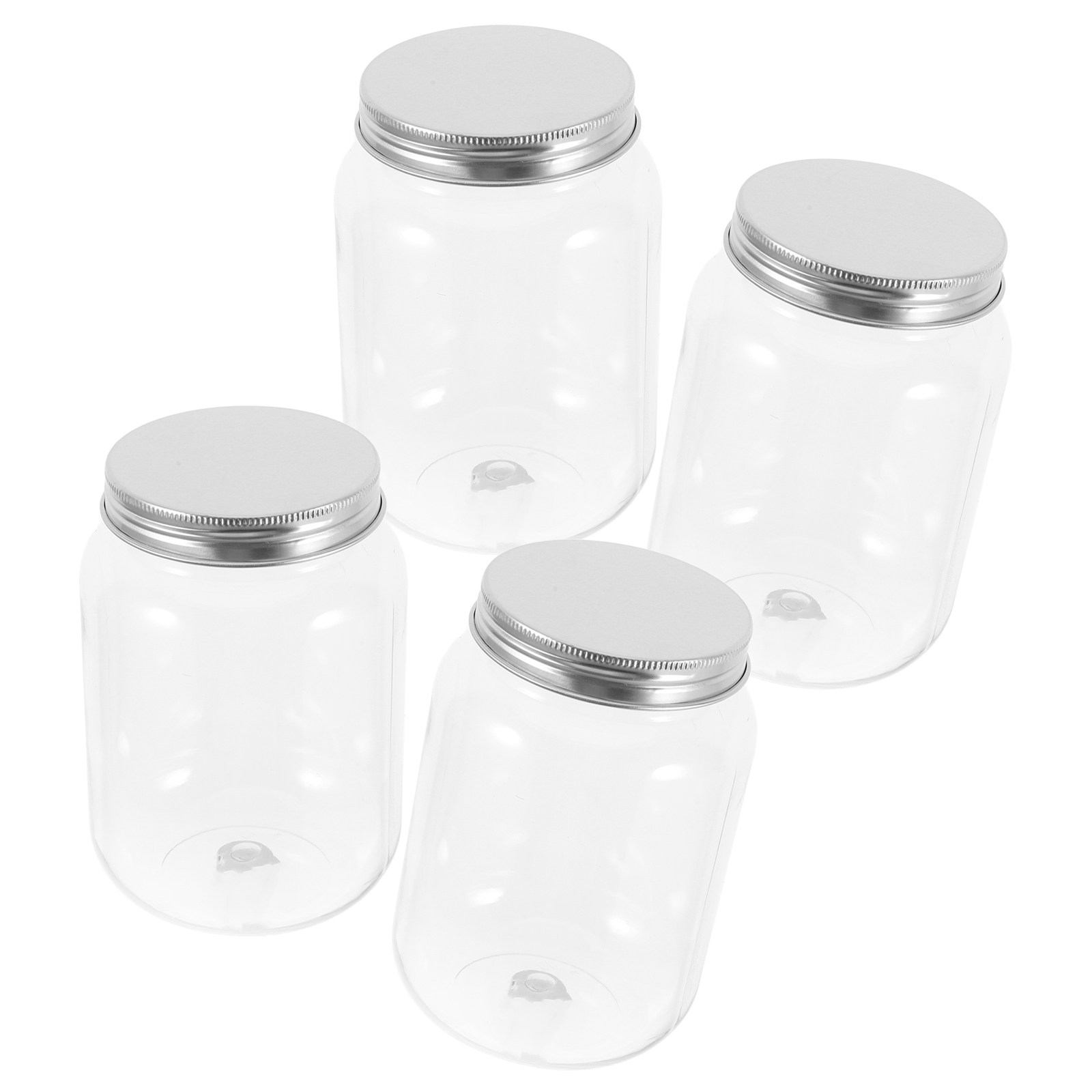 Food Storage Lid - 4Pcs Clear Plastic Storage Jars with