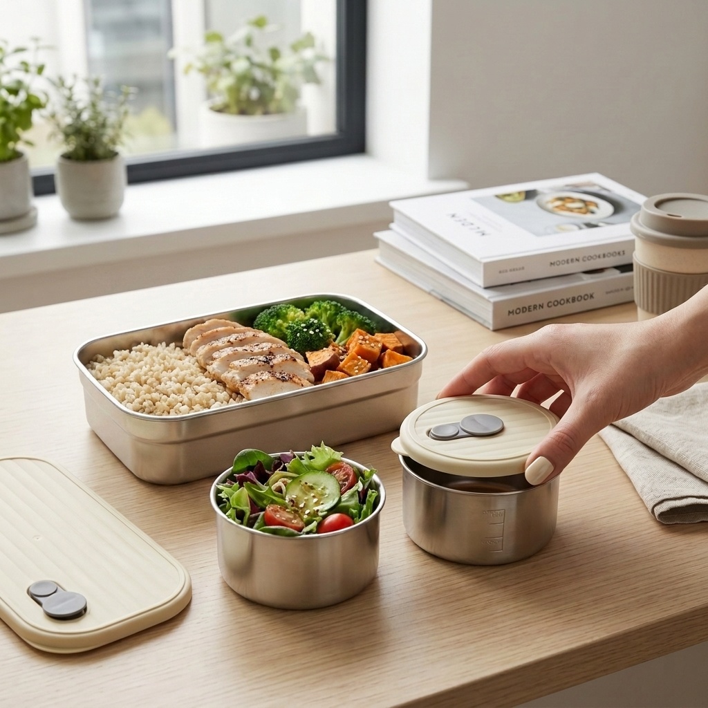 Food Storage With Compartments - Microwave Safe 304 Stainless Steel Bento