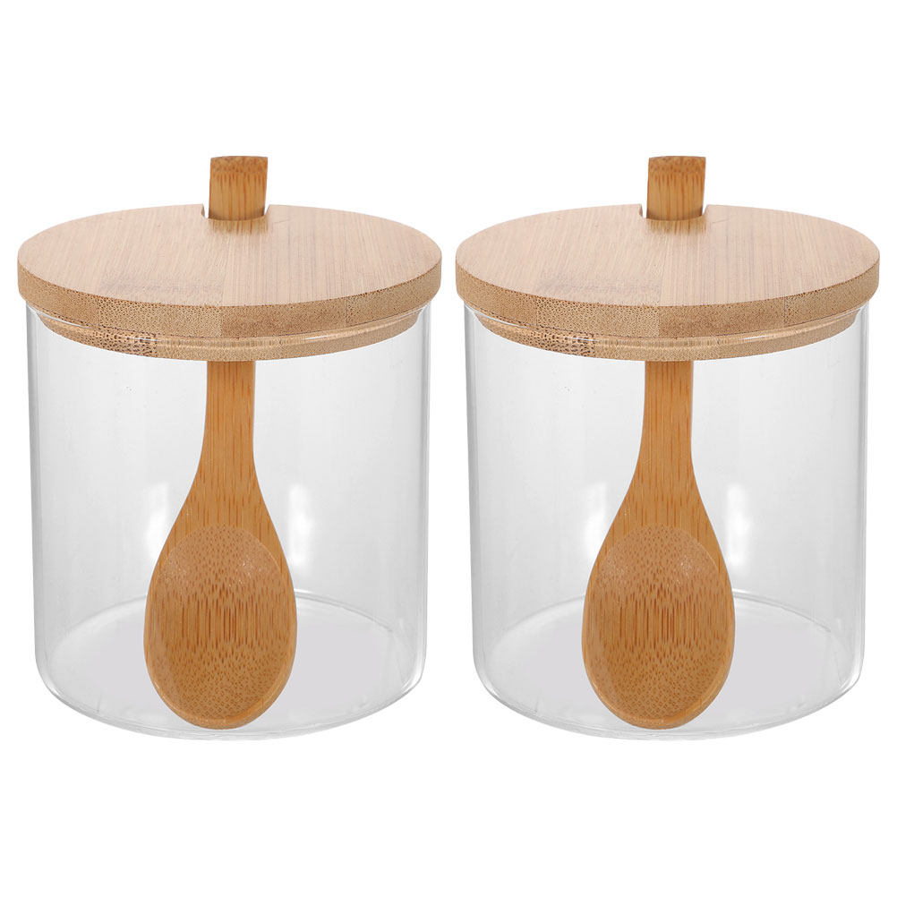 Food Storage Lid - 2Sets Clear Glass Seasoning Containers with