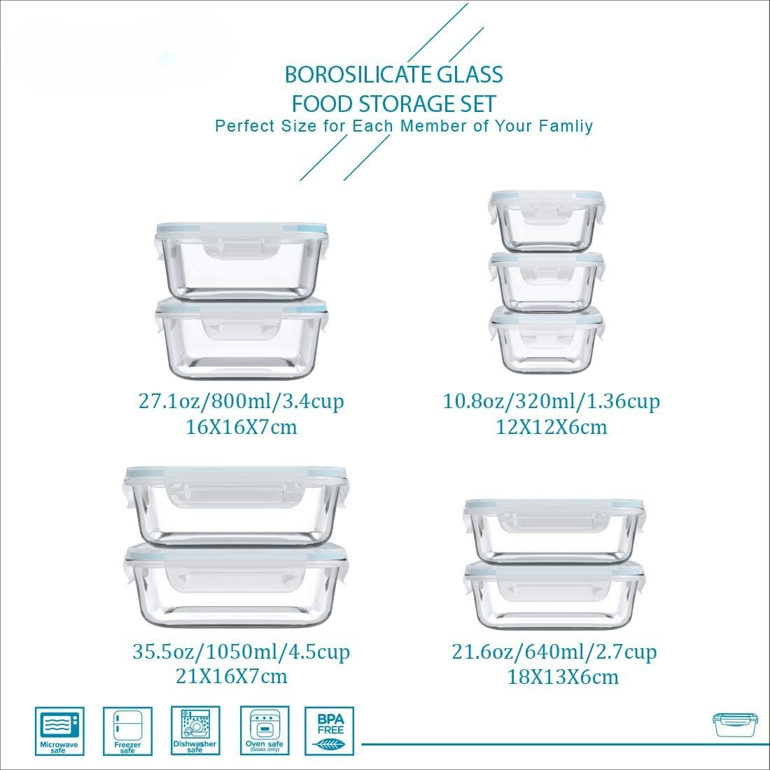 18 Piece Glass Food Storage Co - đánh giá và giá Food Storage Glass Set