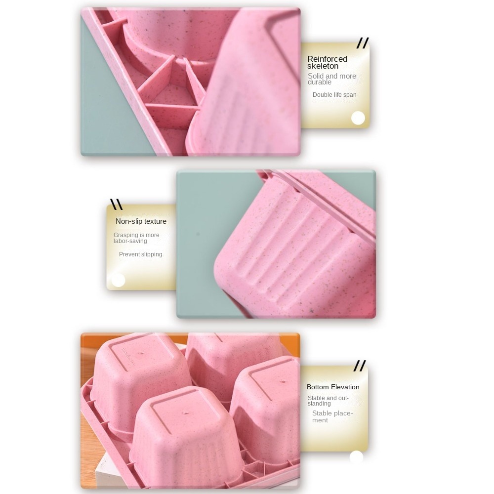 1pc Reusable Wheat Straw 4 Com - đánh giá và giá Food Storage With Compartments