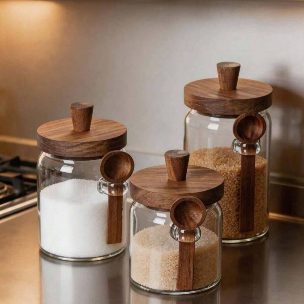 3Pcs Set Clear Glass Jars with - đánh giá và giá Food Storage Glass Set