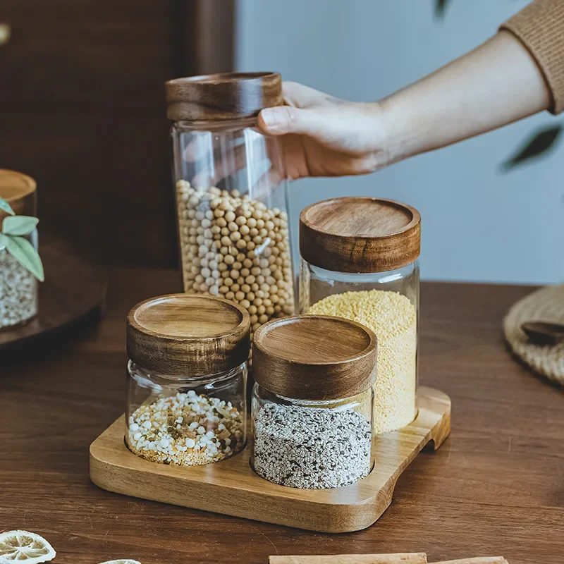 Wood Lid Orgnizer Glass Airtig - đánh giá và giá Food Storage Glass Set