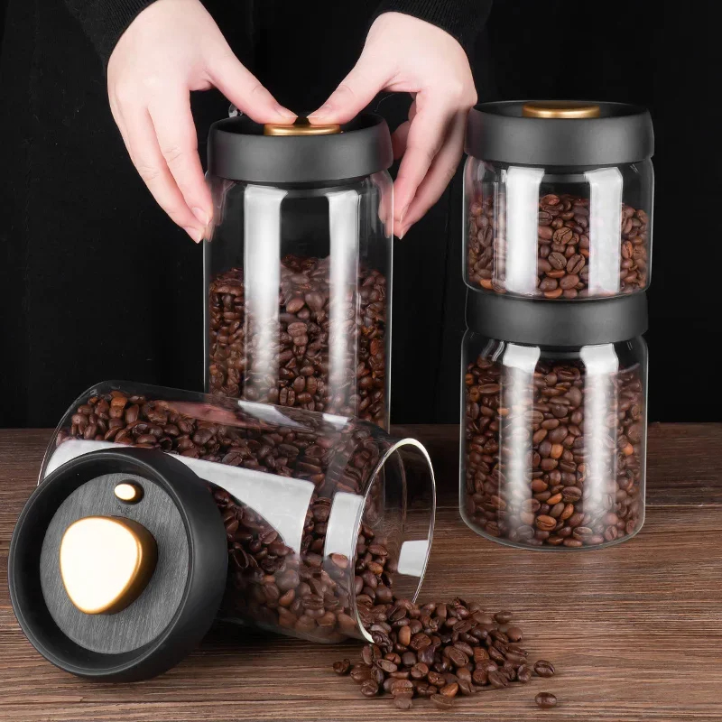 Coffee beans vacuum sealed jar - đánh giá và giá Food Storage Glass Set