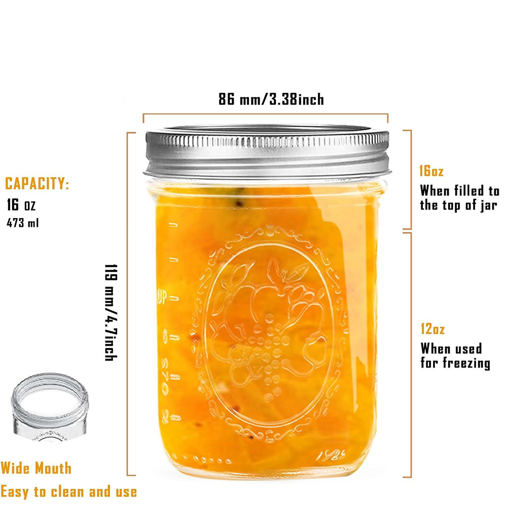 16oz Wide Mouth Mason Jars wit - đánh giá và giá Food Storage Lid