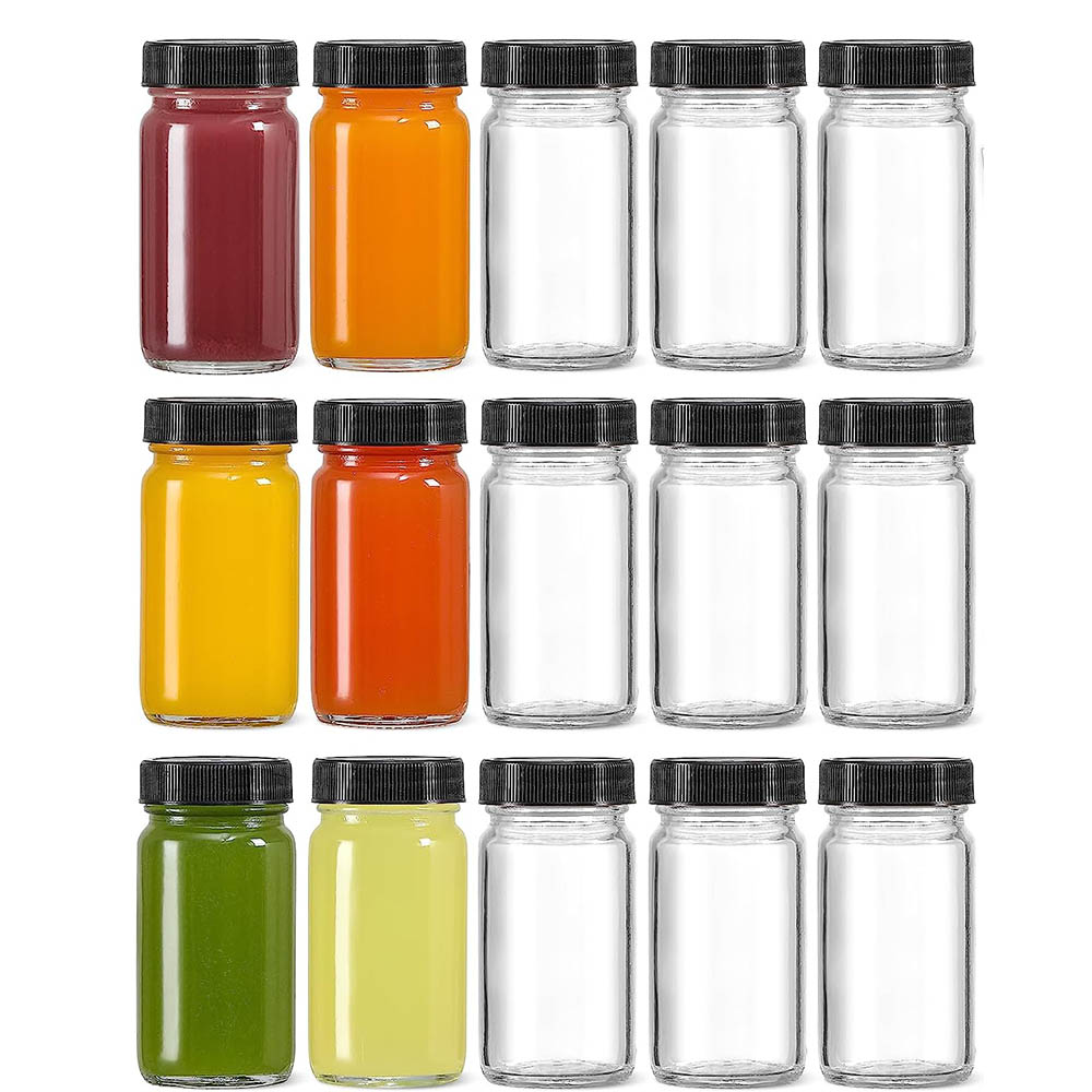 2oz Glass Shot Bottles Black L - đánh giá và giá Food Storage Essentials