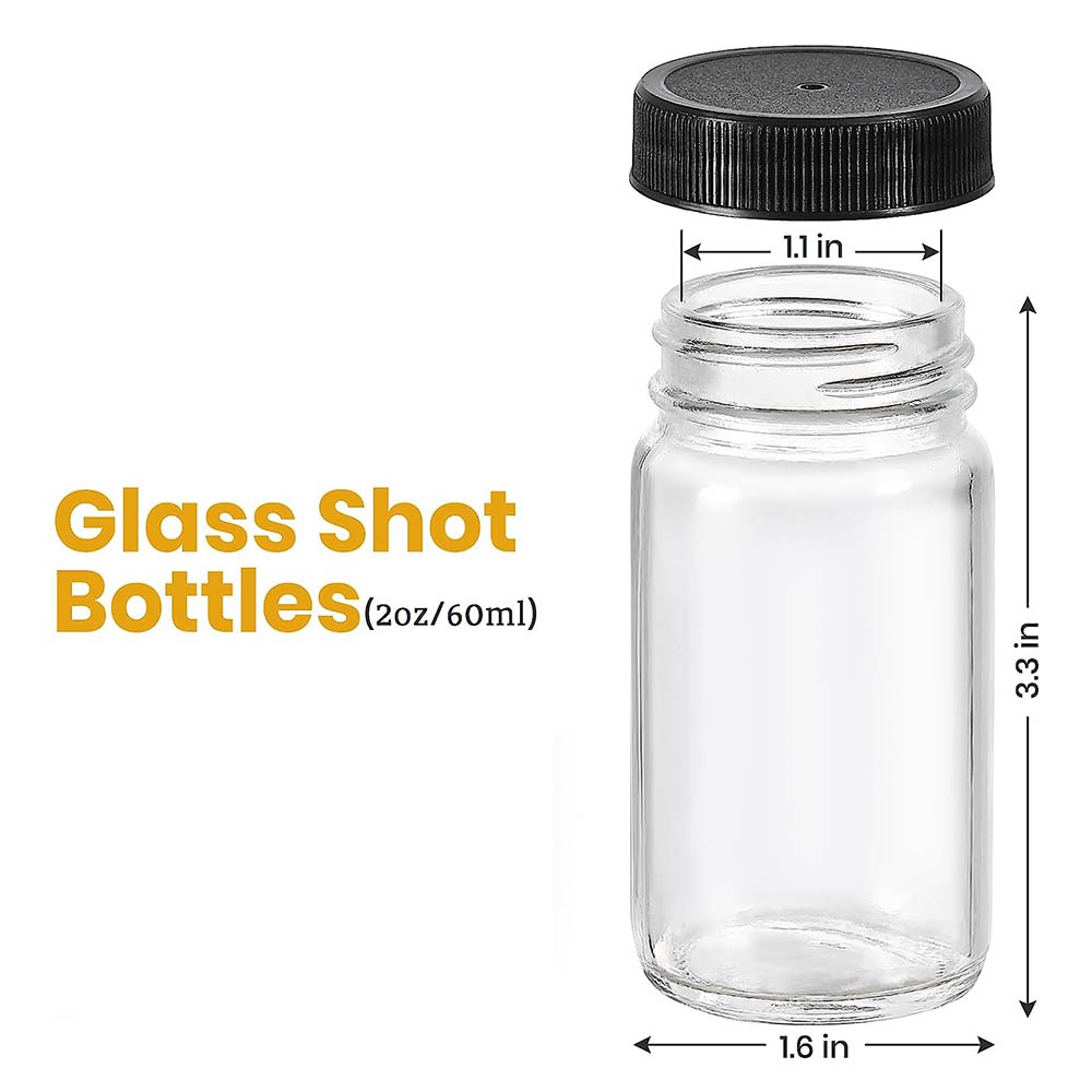 2oz Glass Shot Bottles Black L - đánh giá và giá Food Storage Essentials