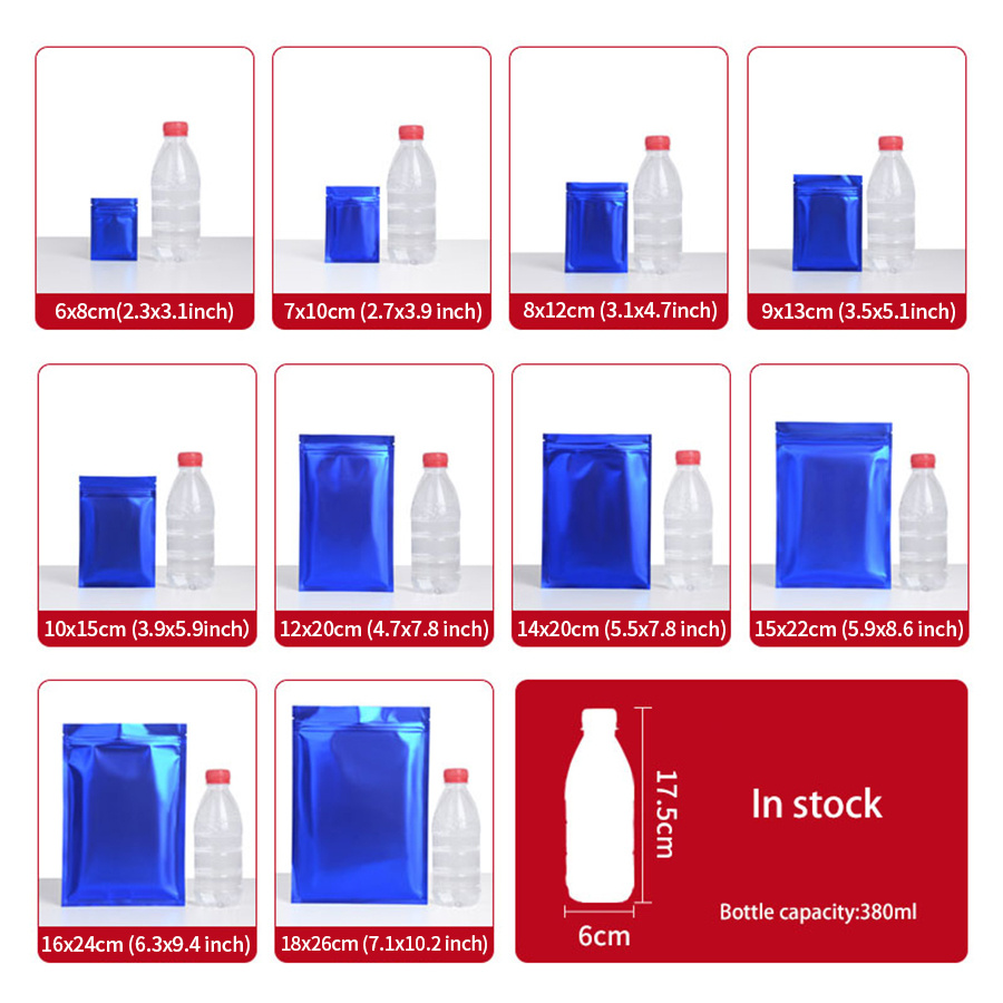 100pcs Matte Blue Foil Zipper  - đánh giá và giá Food Storage Usa