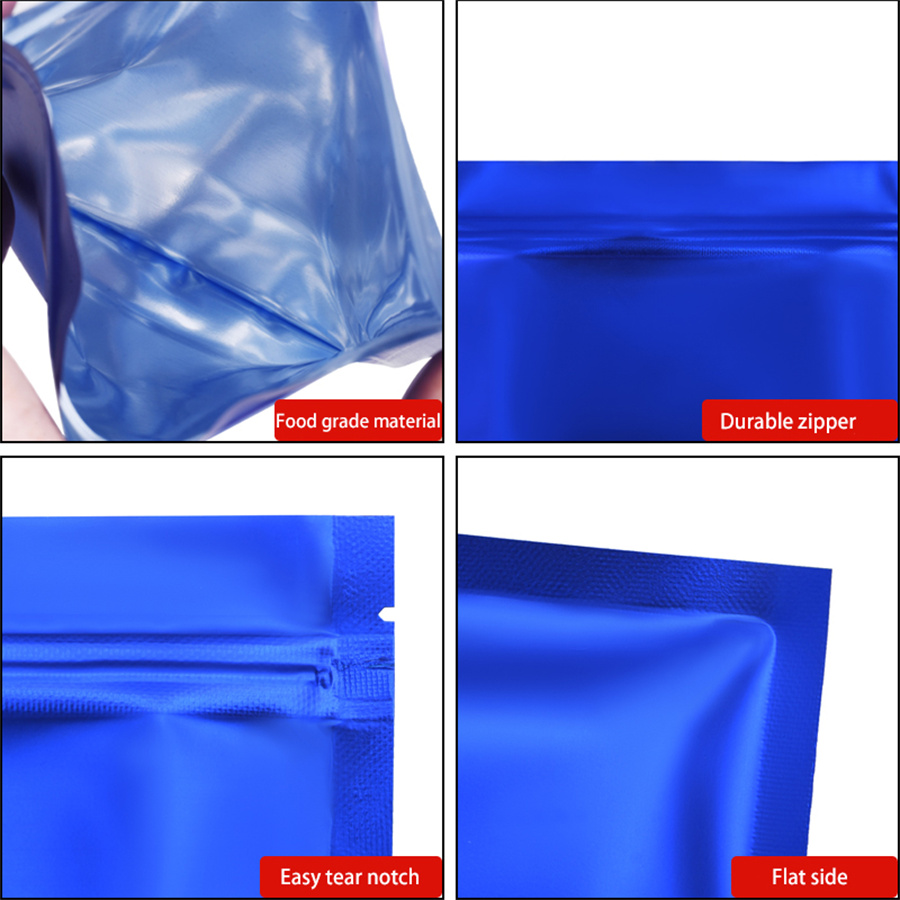 100pcs Matte Blue Foil Zipper  - đánh giá và giá Food Storage Usa